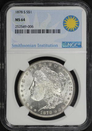 Obverse of this 1878-S Morgan Dollar NGC MS-64 Smithsonian Institution