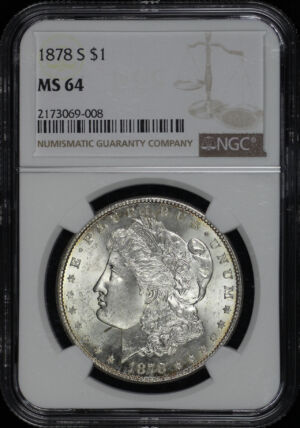 Obverse of this 1878-S Morgan Dollar NGC MS-64
