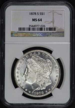 Obverse of this 1878-S Morgan Dollar NGC MS-64