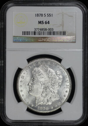 Obverse of this 1878-S Morgan Dollar NGC MS-64