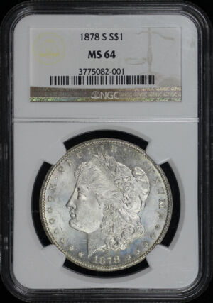 Obverse of this 1878-S Morgan Dollar NGC MS-64