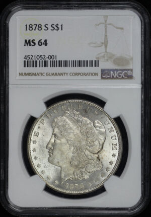 Obverse of this 1878-S Morgan Dollar NGC MS-64
