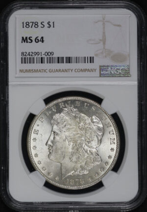 Obverse of this 1878-S Morgan Dollar NGC MS-64