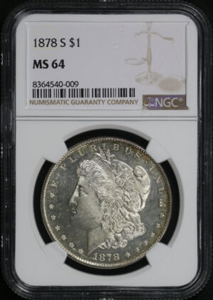 Obverse of this 1878-S Morgan Dollar NGC MS-64 – DMPL Obverse!