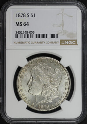 Obverse of this 1878-S Morgan Dollar NGC MS-64