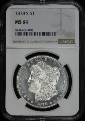 Obverse of this 1878-S Morgan Dollar NGC MS-64