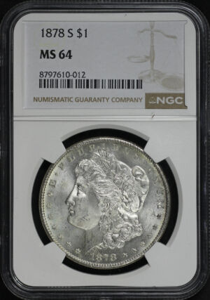 Obverse of this 1878-S Morgan Dollar NGC MS-64