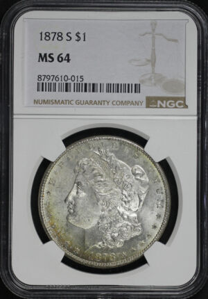 Obverse of this 1878-S Morgan Dollar NGC MS-64