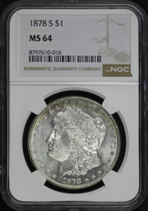 Obverse of this 1878-S Morgan Dollar NGC MS-64
