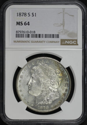 Obverse of this 1878-S Morgan Dollar NGC MS-64