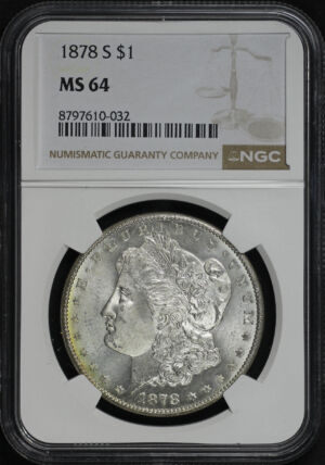 Obverse of this 1878-S Morgan Dollar NGC MS-64