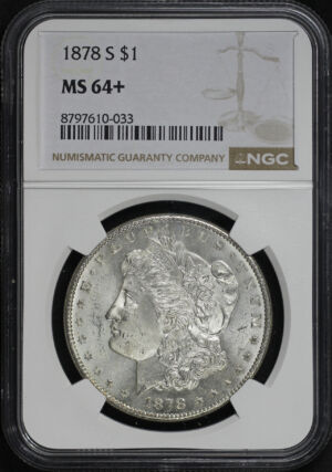 Obverse of this 1878-S Morgan Dollar NGC MS-64+