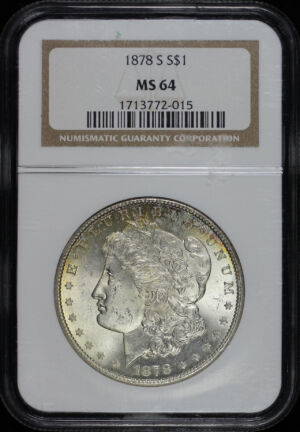 Obverse of this 1878-S Morgan Dollar NGC MS-64