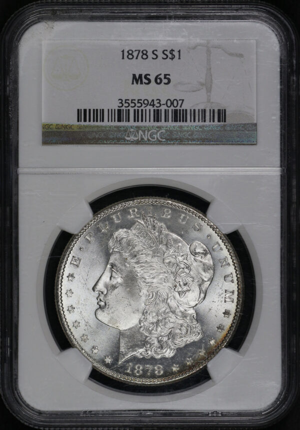 Obverse of this 1878-S Morgan Dollar NGC MS-65