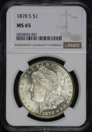 Obverse of this 1878-S Morgan Dollar NGC MS-65