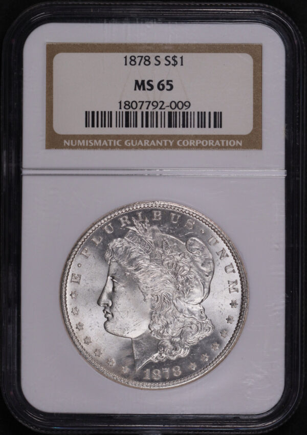 Obverse of this 1878-S Morgan Dollar NGC MS-65