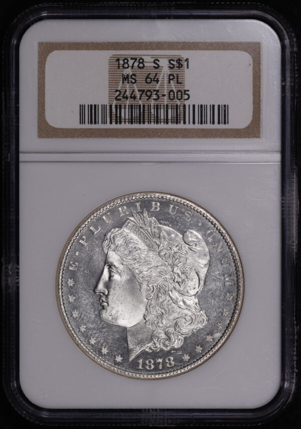 Obverse of this 1878-S Morgan Dollar NGC MS-64 PL