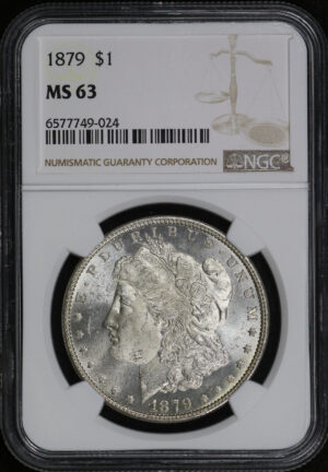 Obverse of this 1879 Morgan Dollar NGC MS-63