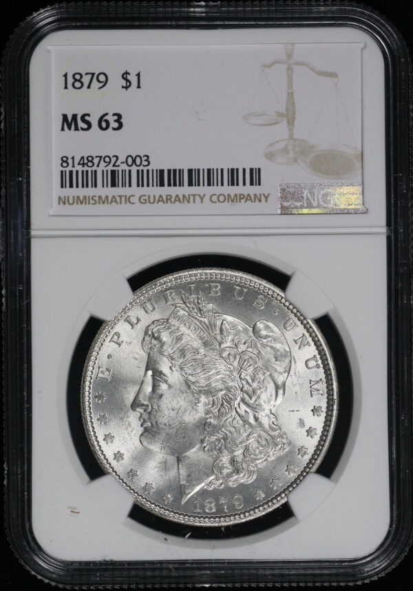 Obverse of this 1879 Morgan Dollar NGC MS-63
