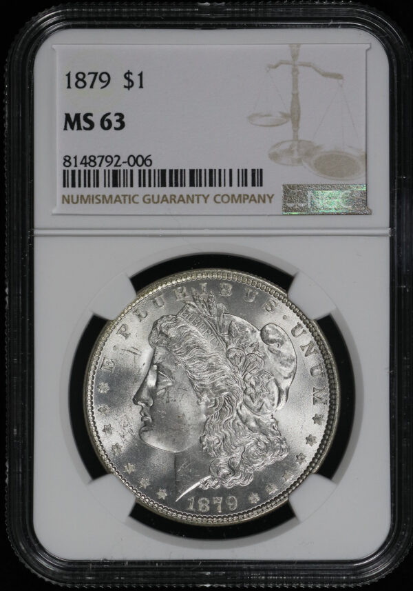 Obverse of this 1879 Morgan Dollar NGC MS-63