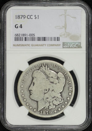 Obverse of this 1879-CC Morgan Dollar NGC G-4
