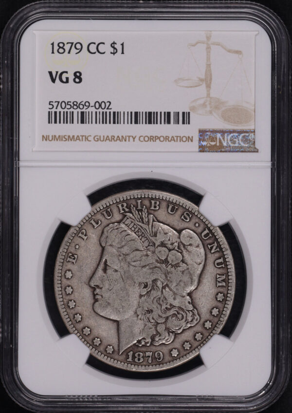 Obverse of this 1879-CC Morgan Dollar NGC VG-8