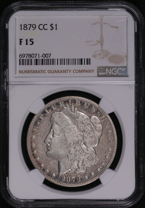 Obverse of this 1879-CC Morgan Dollar NGC F-15