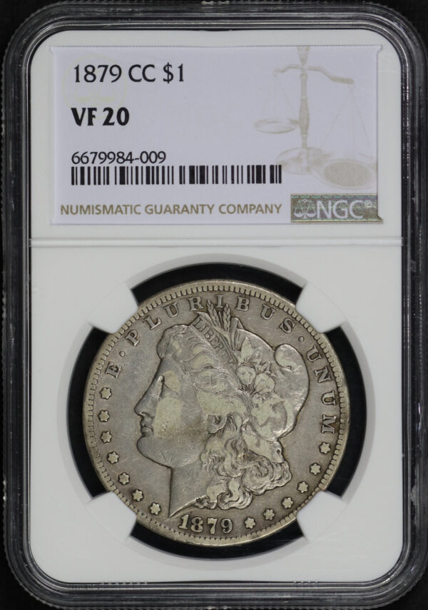 Obverse of this 1879-CC Morgan Dollar NGC VF-20