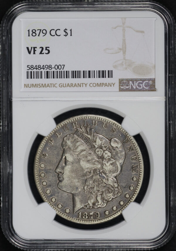 Obverse of this 1879-CC Morgan Dollar NGC VF-25
