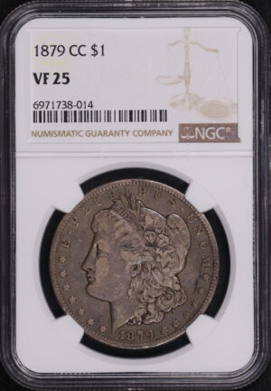 Obverse of this 1879-CC Morgan Dollar NGC VF-25