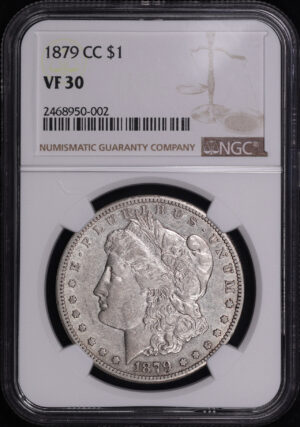 Obverse of this 1879-CC Morgan Dollar NGC VF-30
