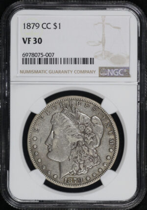 Obverse of this 1879-CC Morgan Dollar NGC VF-30