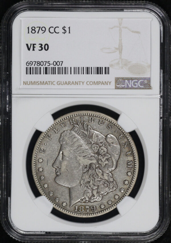 Obverse of this 1879-CC Morgan Dollar NGC VF-30