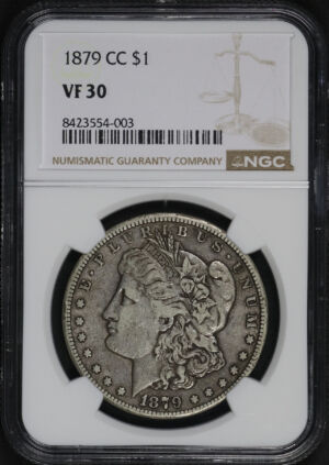 Obverse of this 1879-CC Morgan Dollar NGC VF-30