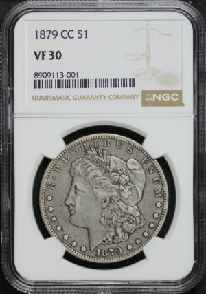 Obverse of this 1879-CC Morgan Dollar NGC VF-30