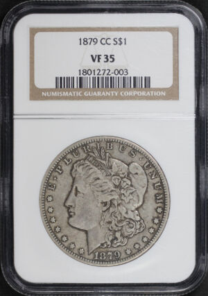 Obverse of this 1879-CC Morgan Dollar NGC VF-35
