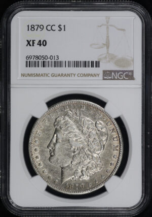 Obverse of this 1879-CC Morgan Dollar NGC XF-40