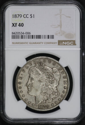 Obverse of this 1879-CC Morgan Dollar NGC XF-40