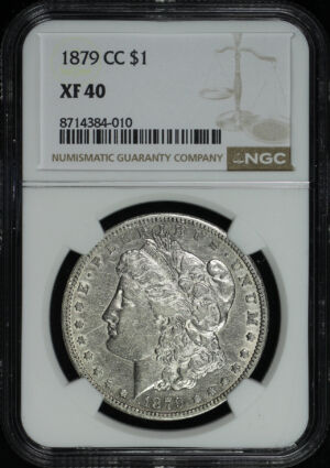 Obverse of this 1879-CC Morgan Dollar NGC XF-40