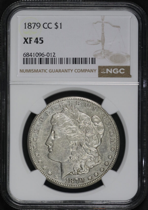 Obverse of this 1879-CC Morgan Dollar NGC XF-45