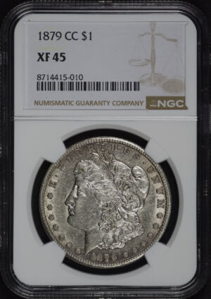Obverse of this 1879-CC Morgan Dollar NGC XF-45
