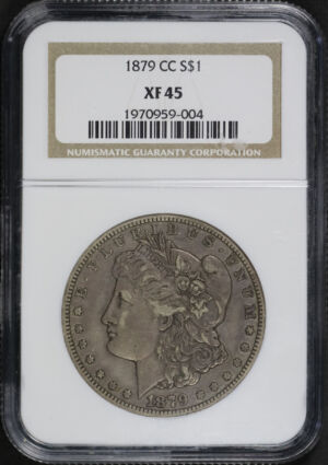 Obverse of this 1879-CC Morgan Dollar NGC XF-45