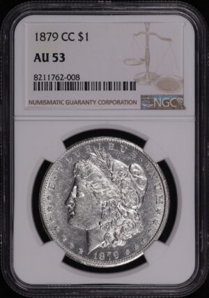 Obverse of this 1879-CC Morgan Dollar NGC AU-53