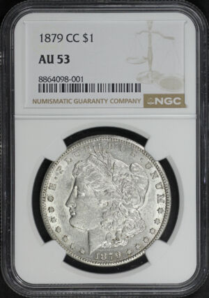Obverse of this 1879-CC Morgan Dollar NGC AU-53