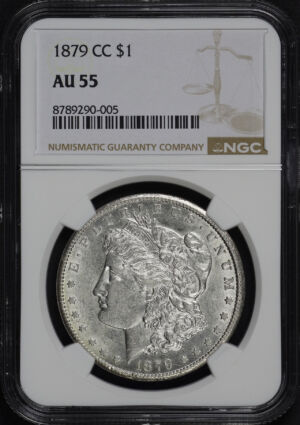 Obverse of this 1879-CC Morgan Dollar NGC AU-55