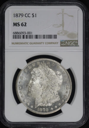 Obverse of this 1879-CC Morgan Dollar NGC MS-62