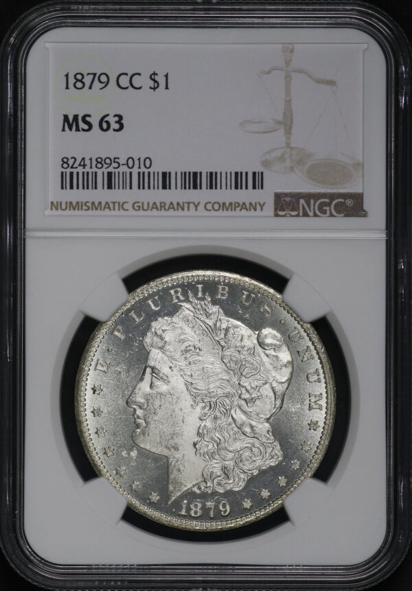 Obverse of this 1879-CC Morgan Dollar NGC MS-63