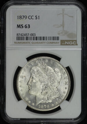 Obverse of this 1879-CC Morgan Dollar NGC MS-63
