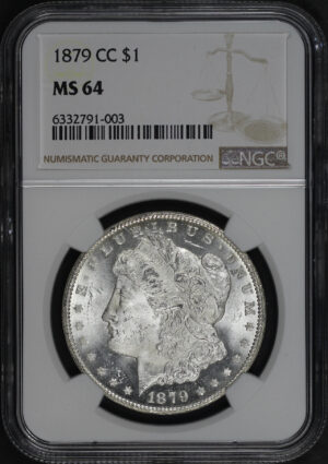 Obverse of this 1879-CC Morgan Dollar NGC MS-64
