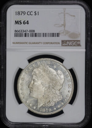 Obverse of this 1879-CC Morgan Dollar NGC MS-64